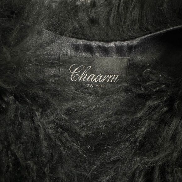 Chaarm NY Tibetan Mongolian Lamb Fur Vest Satin Ribbon XS/S Crop Boho Glam Rock - Picture 15 of 16